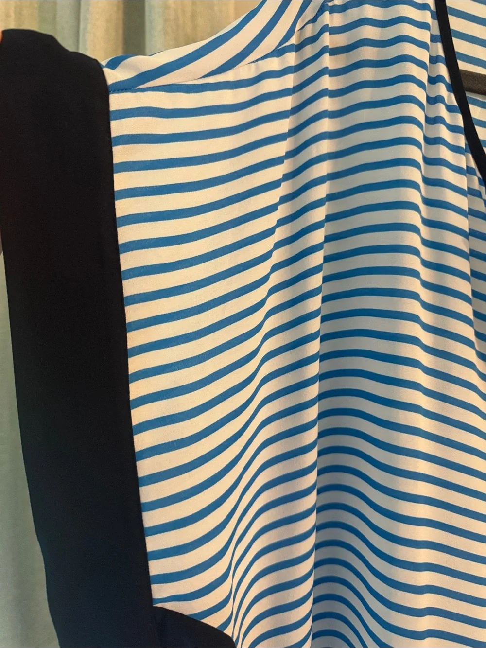 J. Crew Blue & White Striped Cover Up with Navy Trim XL EUC